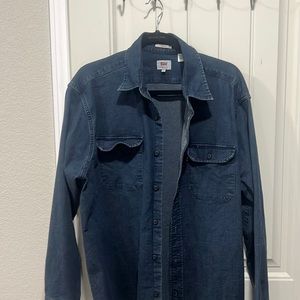 Levi L dark denim men’s button up shirt.